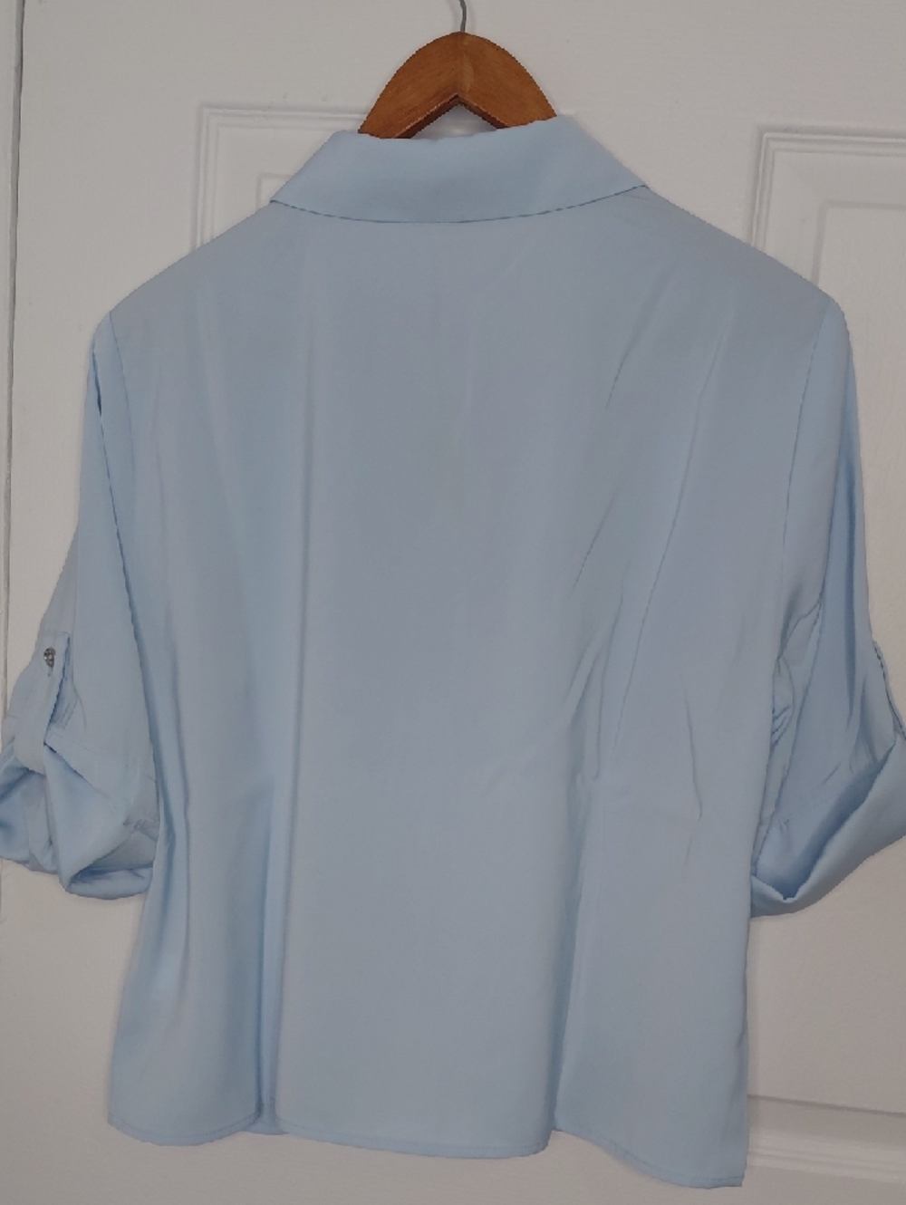 Michael Kors Pale Blue Button-Front Blouse with Roll Tabs - Picture 6 of 6